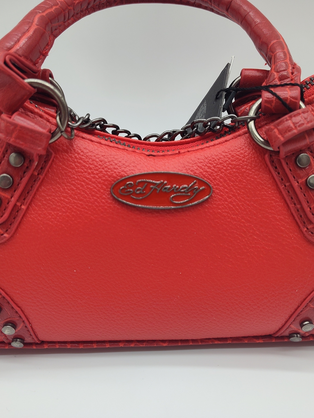 ED HARDY Red Mini Satchel Crossbody Bag NWT Love Charm Vegan Leather - Picture 4 of 16